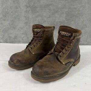 Carolina Boots Mens Size 9 D Brown Leather Waterproof Slip Resistant CA3044
